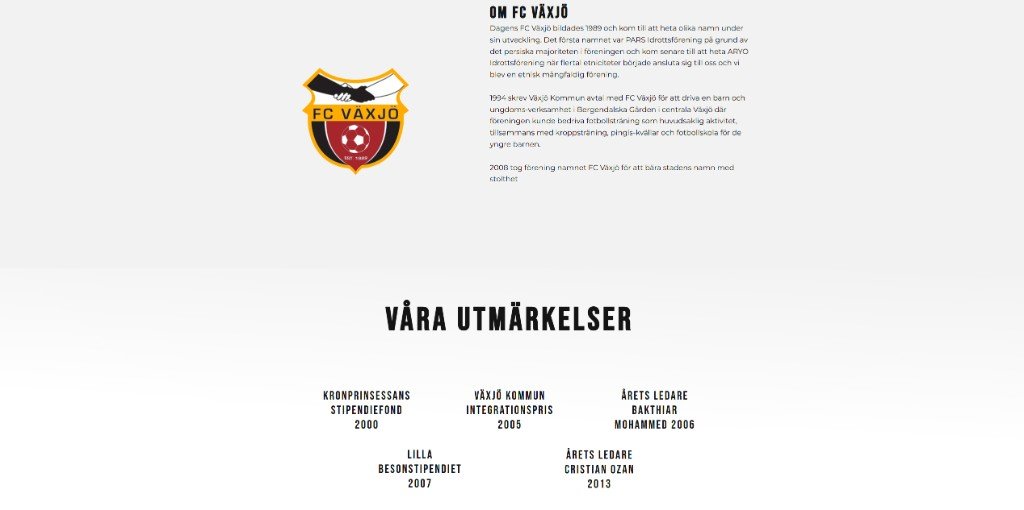 Om FC Växjö — klubbmärke, historia och utmärkelser