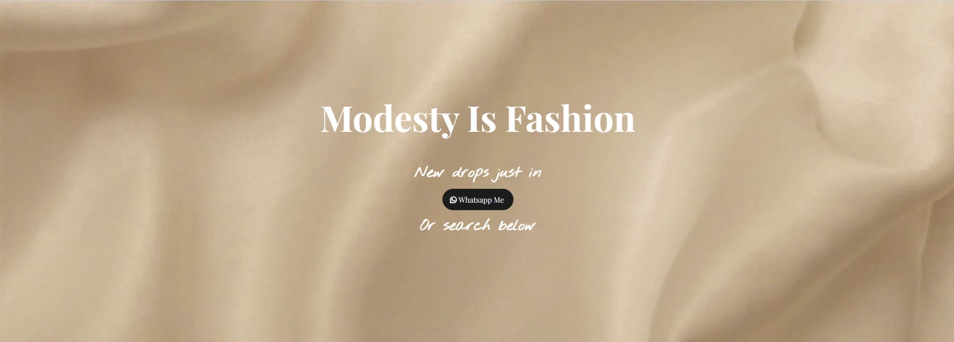 HalimaPearl startsida — hero med Modesty Is Fashion mot sidentyg