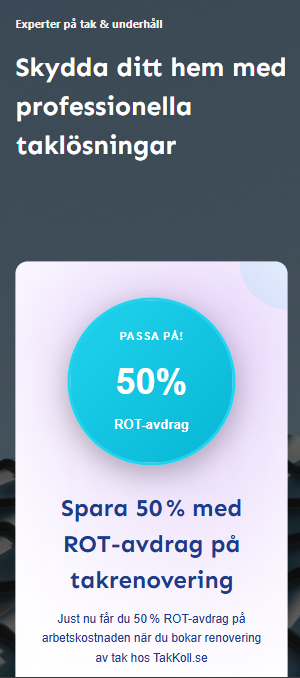 TakKoll mobil hero med ROT-avdrag på takrenovering