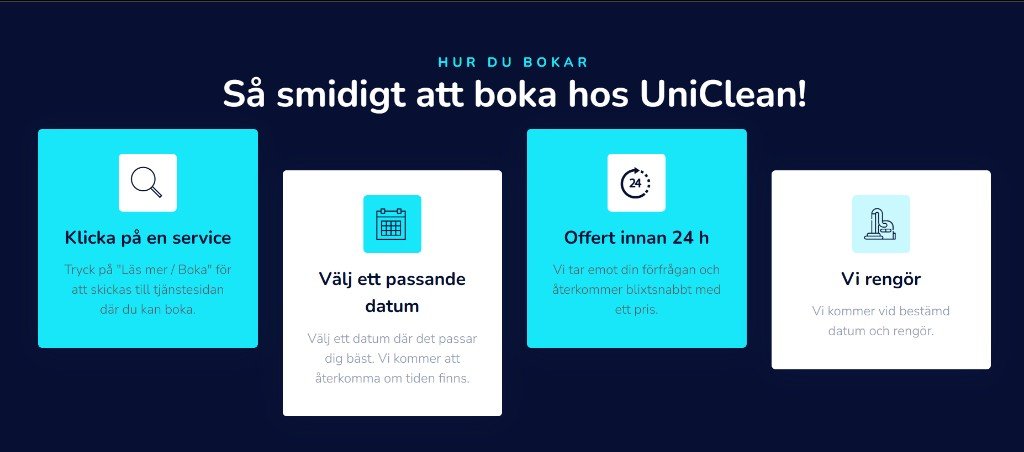 Så bokar du hos UniClean — fyra steg från klick till städning